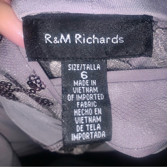 BRAND NEW Grey with Silver Sequin and Lace R&M RICHARDS DRESS SIZE 6 - Picture 9 of 11